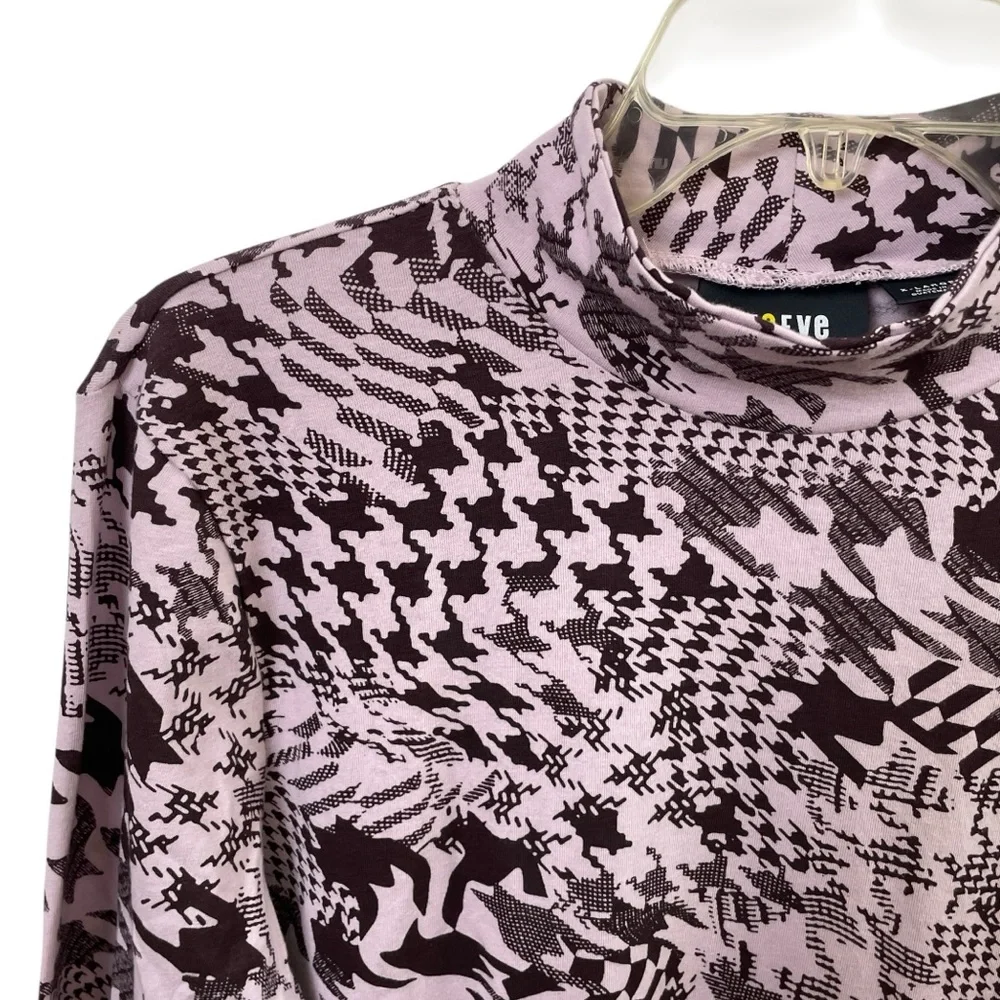 NWT Maeve Anthropologie PP Motif Lavender Mock Neck Top Houndstooth Size XL - Picture 3 of 13